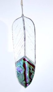 Red/dichroic glass and seedy glass feather
